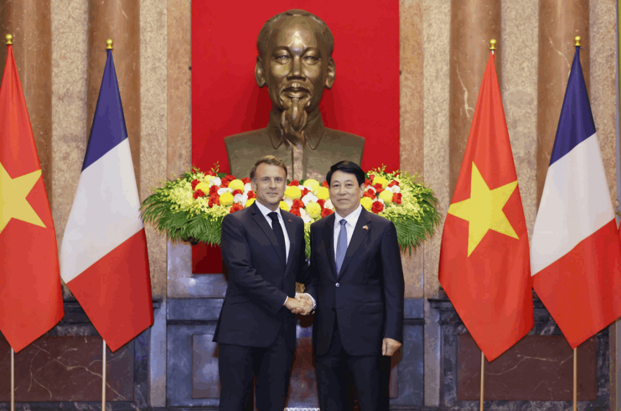 Chủ tịch nước Lương Cường chủ trì Lễ đón Tổng thống Pháp Emmanuel Macron thăm cấp Nhà nước tới Việt Nam 19 chu tich nuoc luong cuong chu tri le don tong thong phap 6