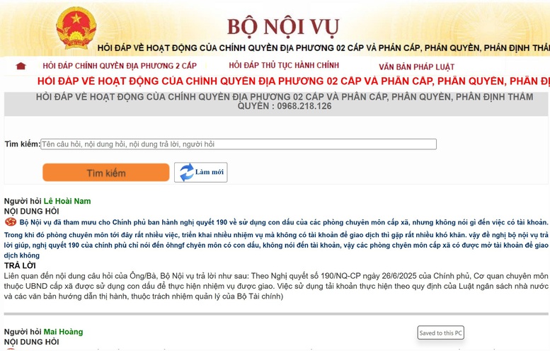 Bộ Nội vụ công bố hotline hỏi đáp về chính quyền địa phương 2 cấp và phân cấp, phân quyền 2 bo noi vu cong bo hotline hoi dap ve chinh quyen dia phuong