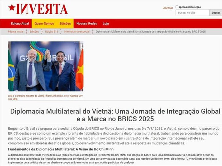 Truyền thông Brazil đánh giá cao chính sách ngoại giao đa phương của Việt Nam 2 truyen thong brazil danh gia cao chinh sach ngoai giao da phuong cua viet nam